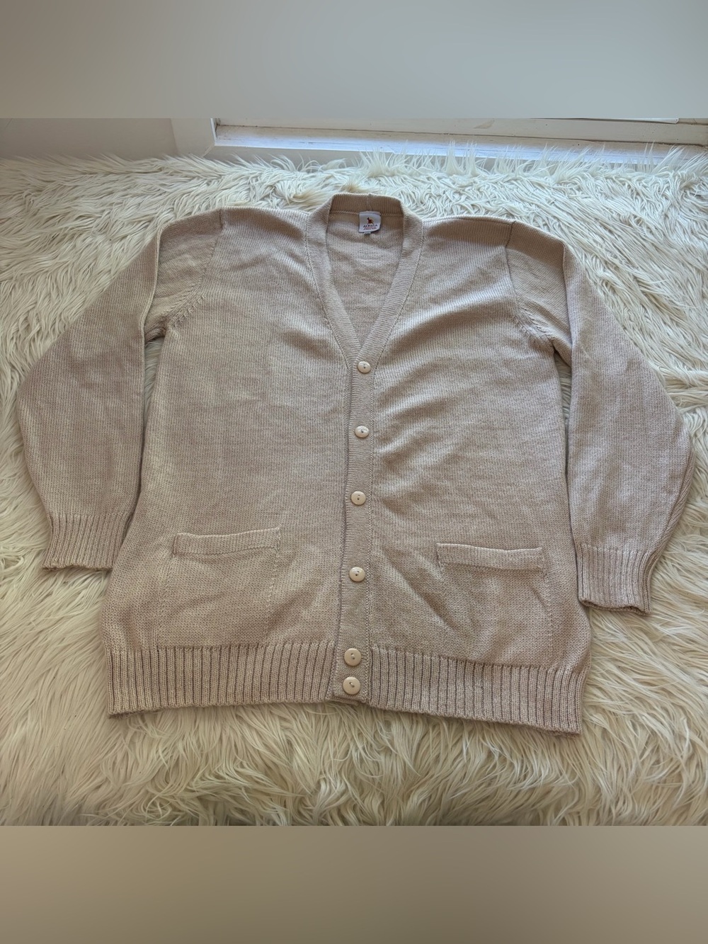 Alpaca Warehouse Knit Cardigan Sweater Beige Grandpa Pockets Men’s Size  XL